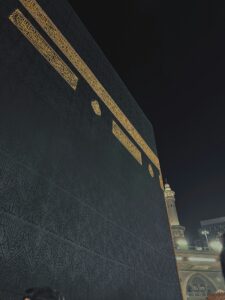 The Kaaba lit at night during the last ten nights of Ramadan